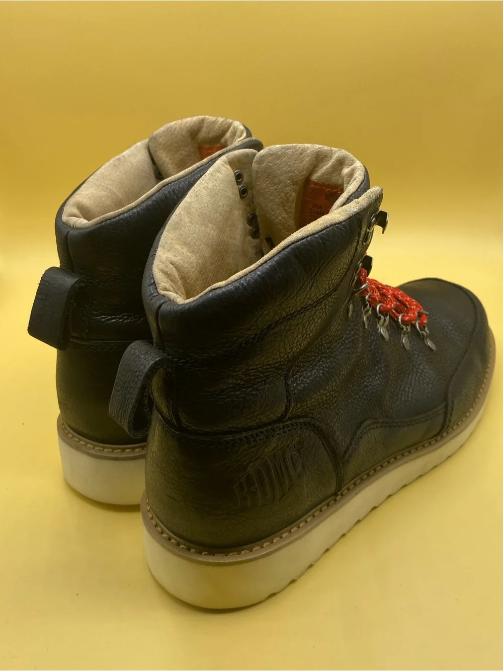Harley-Davidson Black Leather Boots with Red Laces